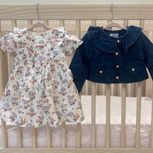 NWT Janie and Jack Floral Dress and Denim Jacket (12-18 months)